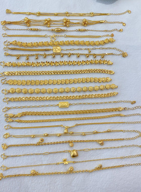 沙金款简约时尚素仿金保色首饰黄铜镀金气质手链亮手表链久不掉色