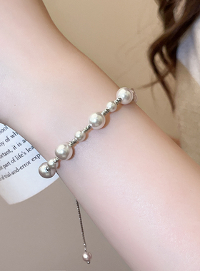 曼塔玫瑰色珍珠手链女2025年新款手串串珠轻奢小众精致手饰