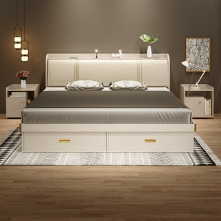床轻奢现代简约高箱储物床1.5米主卧床1.8双人收纳床榻榻米板式床