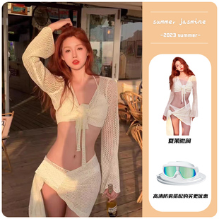 夏茉微澜泳衣女2025新款性感分体夏长袖保守高级感泡温泉显瘦性感