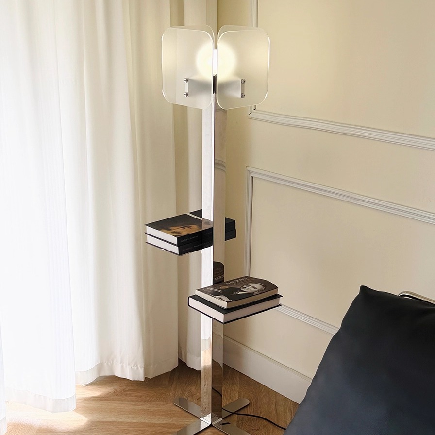 宝莲带灯落地置物架客厅卧室收纳