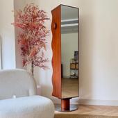 稍安物造仰望旋转镜柜全身穿衣镜中古落地杂志柜实木家用卧室床头