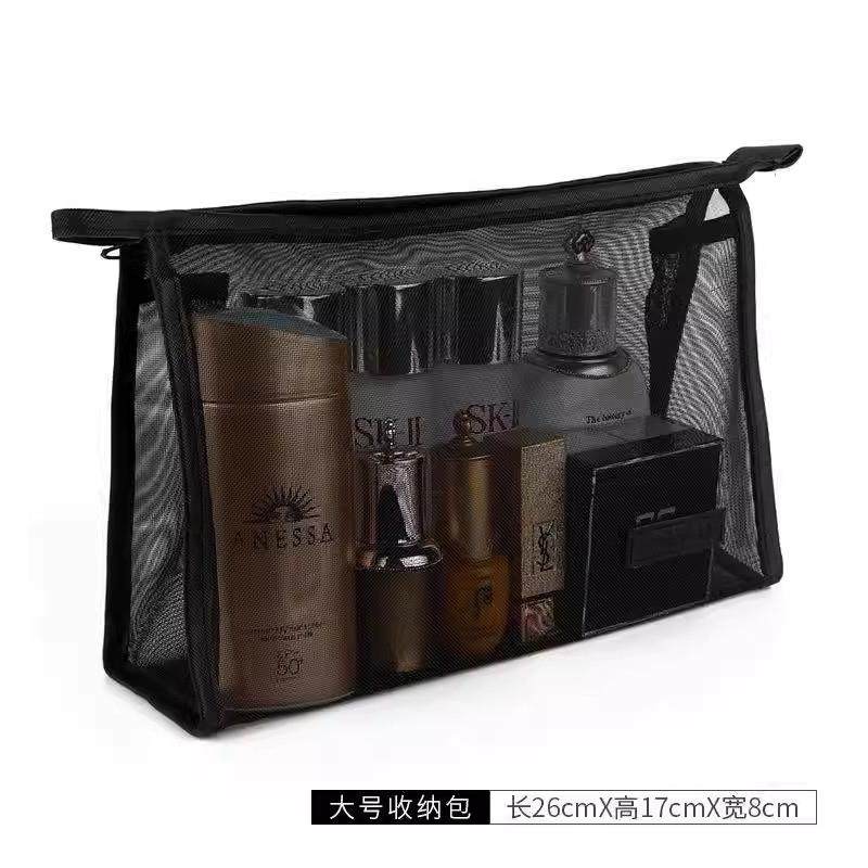 便携女小化妆包随身蕾丝大容量收纳袋ins风收纳包化妆袋简约黑色t