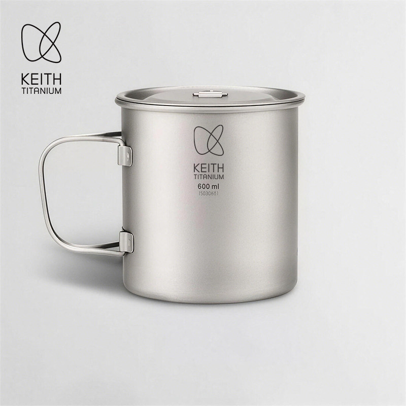Keith铠斯钛水杯办公室茶杯纯钛折叠咖啡杯健康户外钛杯马克杯子