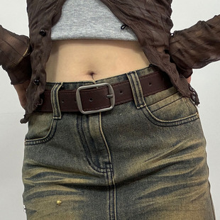 装 学生夏季 饰设计感小众百搭 咖啡色皮带配牛仔裙裤 腰带女2025新款