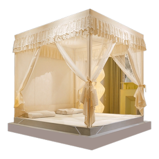 蚊帐家用2026新款150x190遮光帘一体式1米5床1米9回底款t型三开门