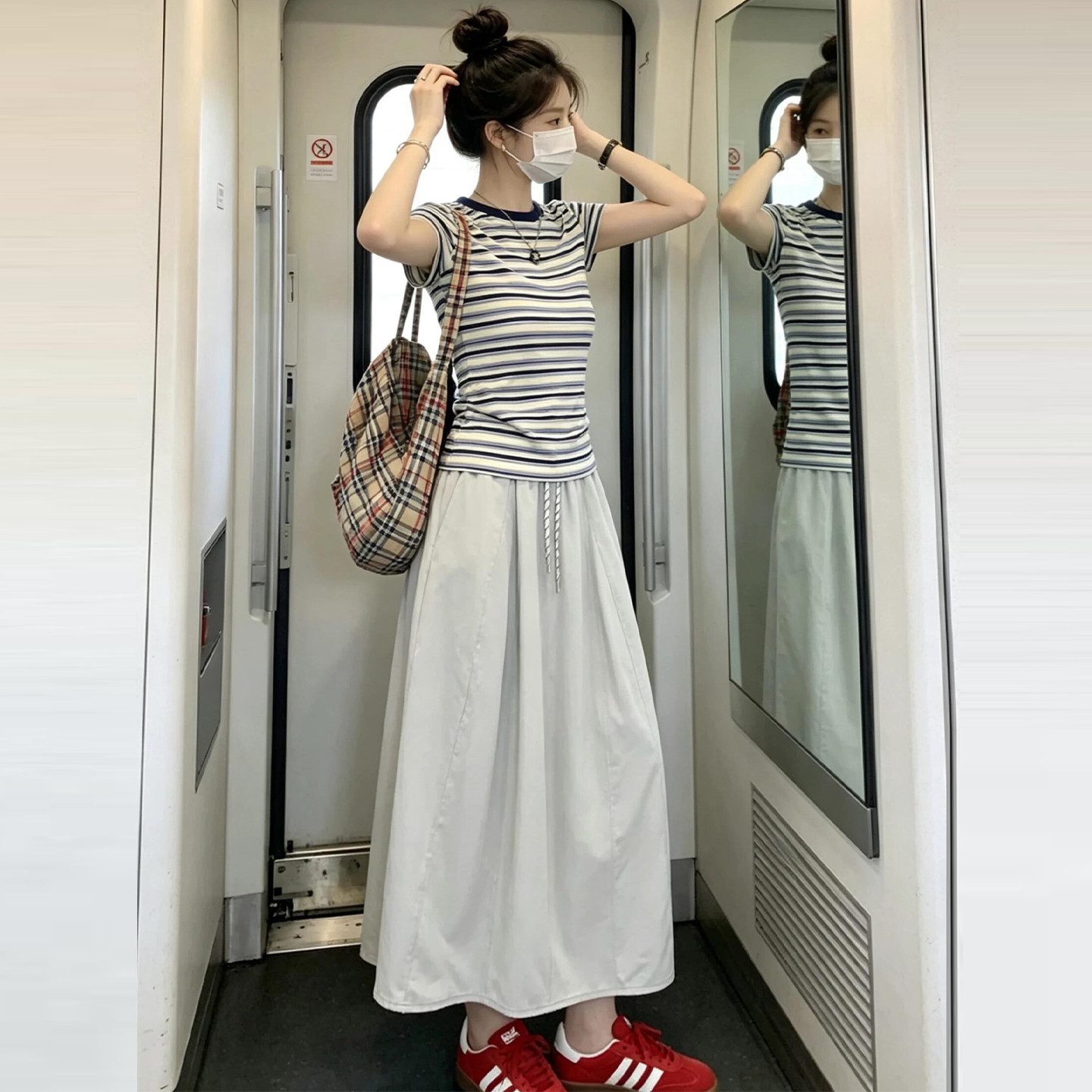 小个子条纹短袖洋装子女