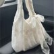 大容量单肩托特包通勤腋下包 韩系小清新蕾丝花朵帆布包女2025新款