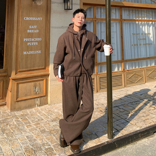 秋冬季 两件套男士 老钱风一整套搭配 潮牌加厚毛呢套装 Holocene美式