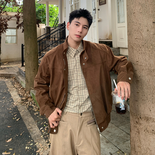 美拉德复古立领夹克痞帅高级感短款 新款 上衣 潮牌秋季 Holocene美式