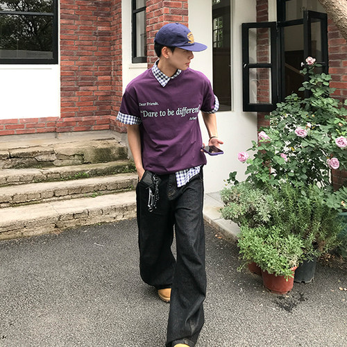 Holocene字母印花街头圆领半袖