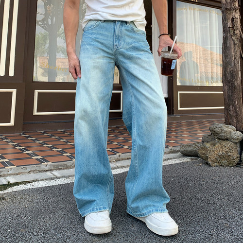 Holocene牛仔裤男宽松拖地长裤