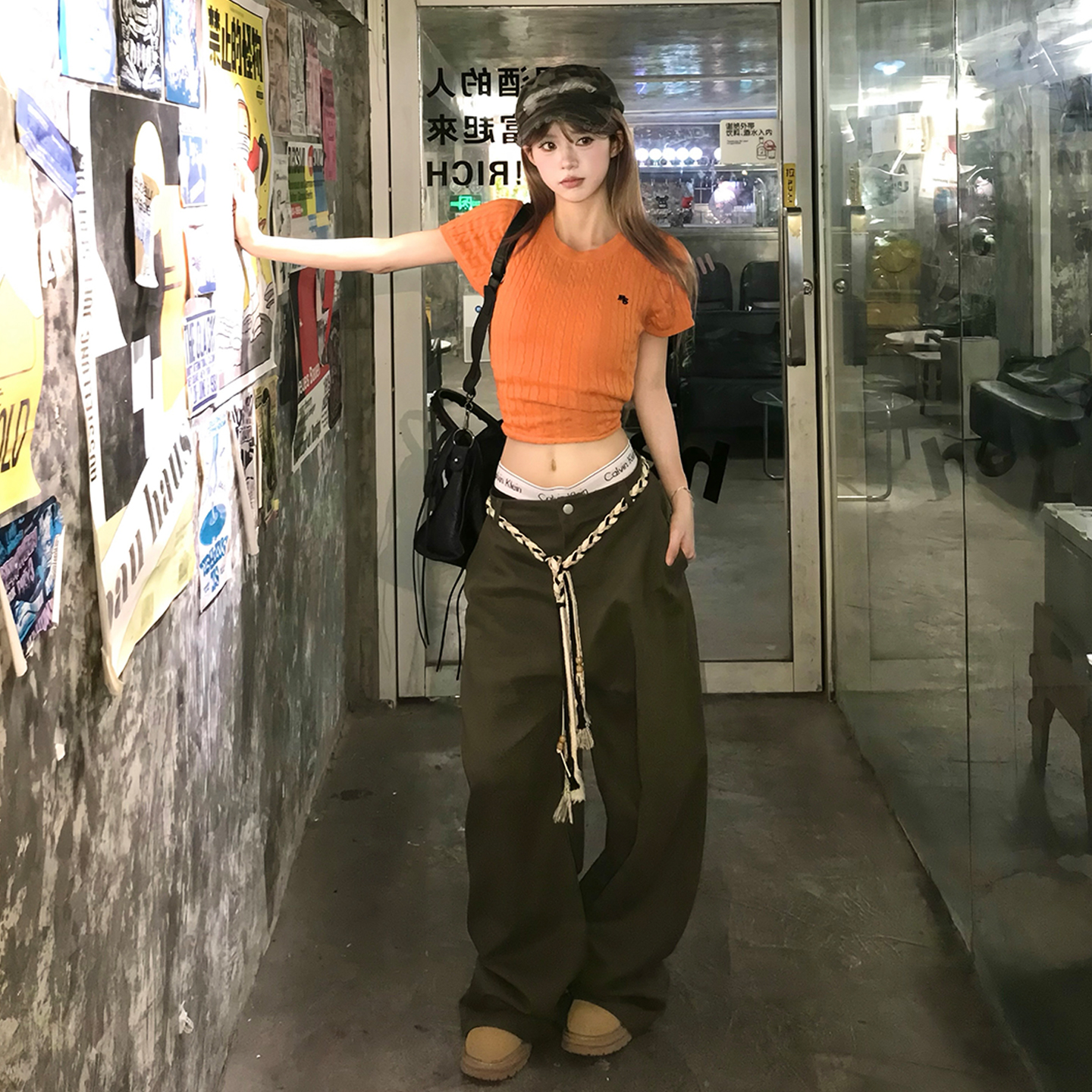 Holocene美式弯刀休闲裤女