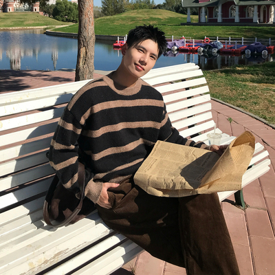 Holocene条纹毛衣男秋冬针织衫