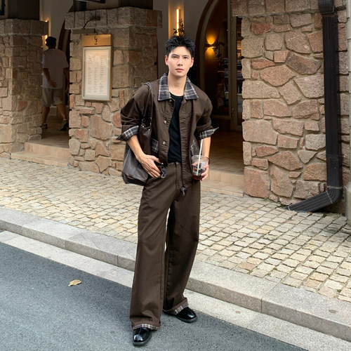 Holocene春秋牛仔衬衫长裤套装