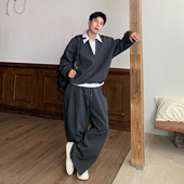 感 男宽松休闲时尚 Holocene美式 潮牌小众设计感假两件拼接卫衣套装