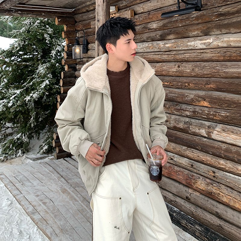 Holocene冬季加绒毛领棉服外套