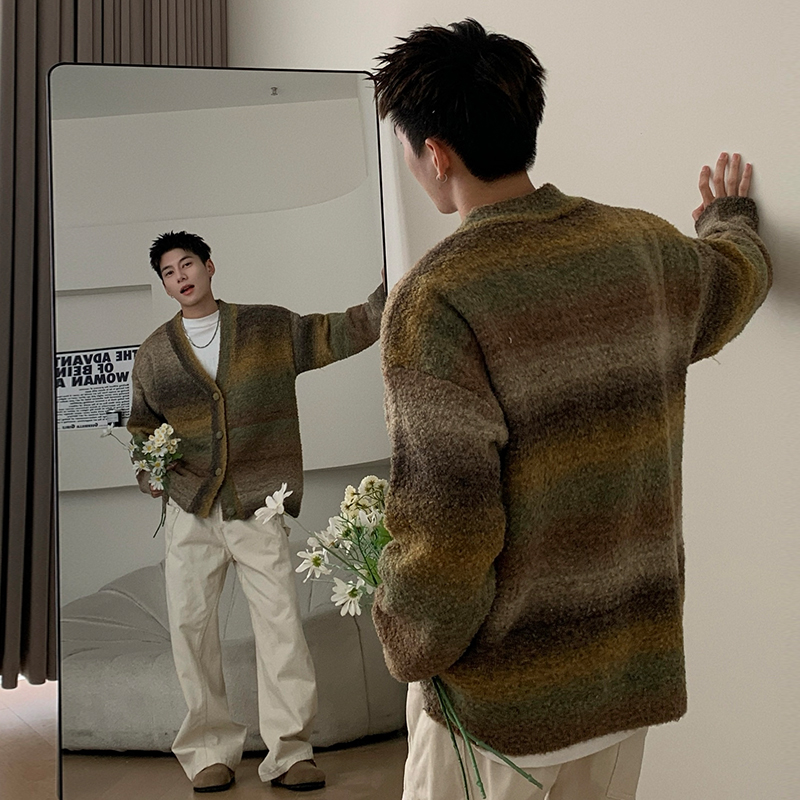 Holocene针织衫开衫渐变毛衣男