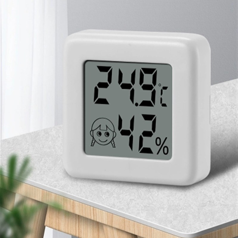 数字电子温湿度计 迷你带笑脸爬宠温湿度表带双面胶室内温度湿度