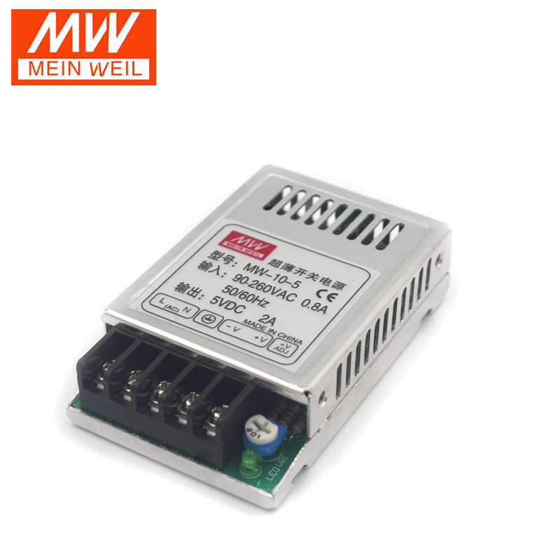 明纬超薄10W3.3V/5V2A/6V/10V/12V1A/24V0.5A小型宽电压开关电源