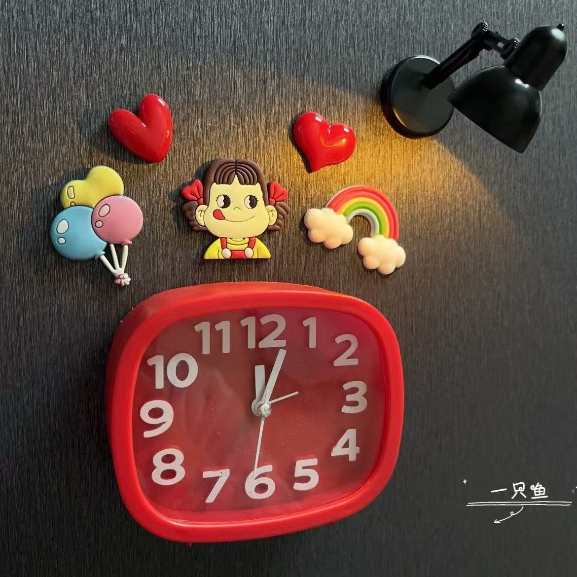 彩虹气球爱心女孩台灯红钟冰箱贴
