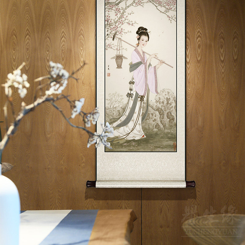红楼梦金陵十二钗美女人物卷轴挂画竖版客厅走廊过道装饰画书房画