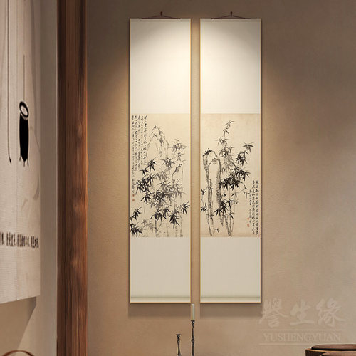 郑板桥墨竹图茶室书房卷轴挂画