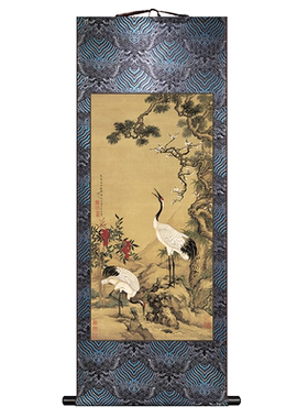 松鹤延年国画卷轴挂画誉生缘