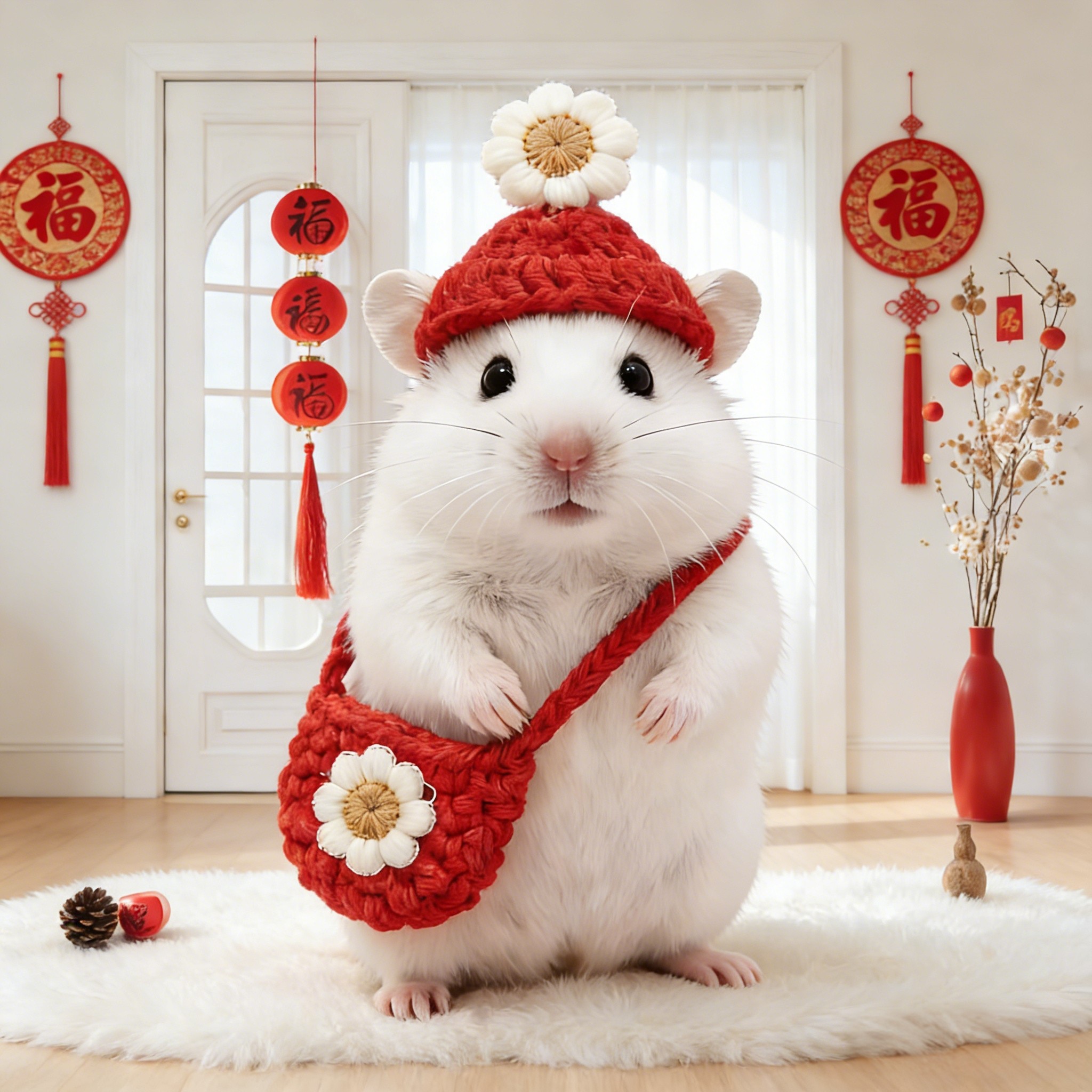 仓鼠帽子仓鼠背包衣服小宠头饰金丝熊蜜袋荷兰猪新年针织包包套装,宠物/宠物食品及用品,帽子,淘宝优惠券,粉丝福利购,淘宝优惠卷