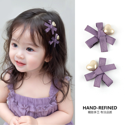 韩版儿童发夹对夹爱心迷你蝴蝶结