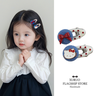 儿童刘海发夹可爱甜美少女心卡通kitty猫侧边夹压夹发卡头饰发饰