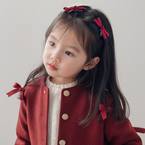 儿童发饰红色蝴蝶结夹可爱