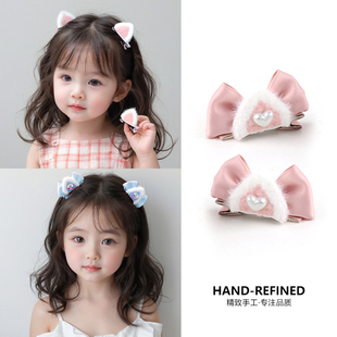 洋气蝴蝶结头饰儿童夹子发夹小女孩顶夹发卡公主发饰猫耳朵发夹