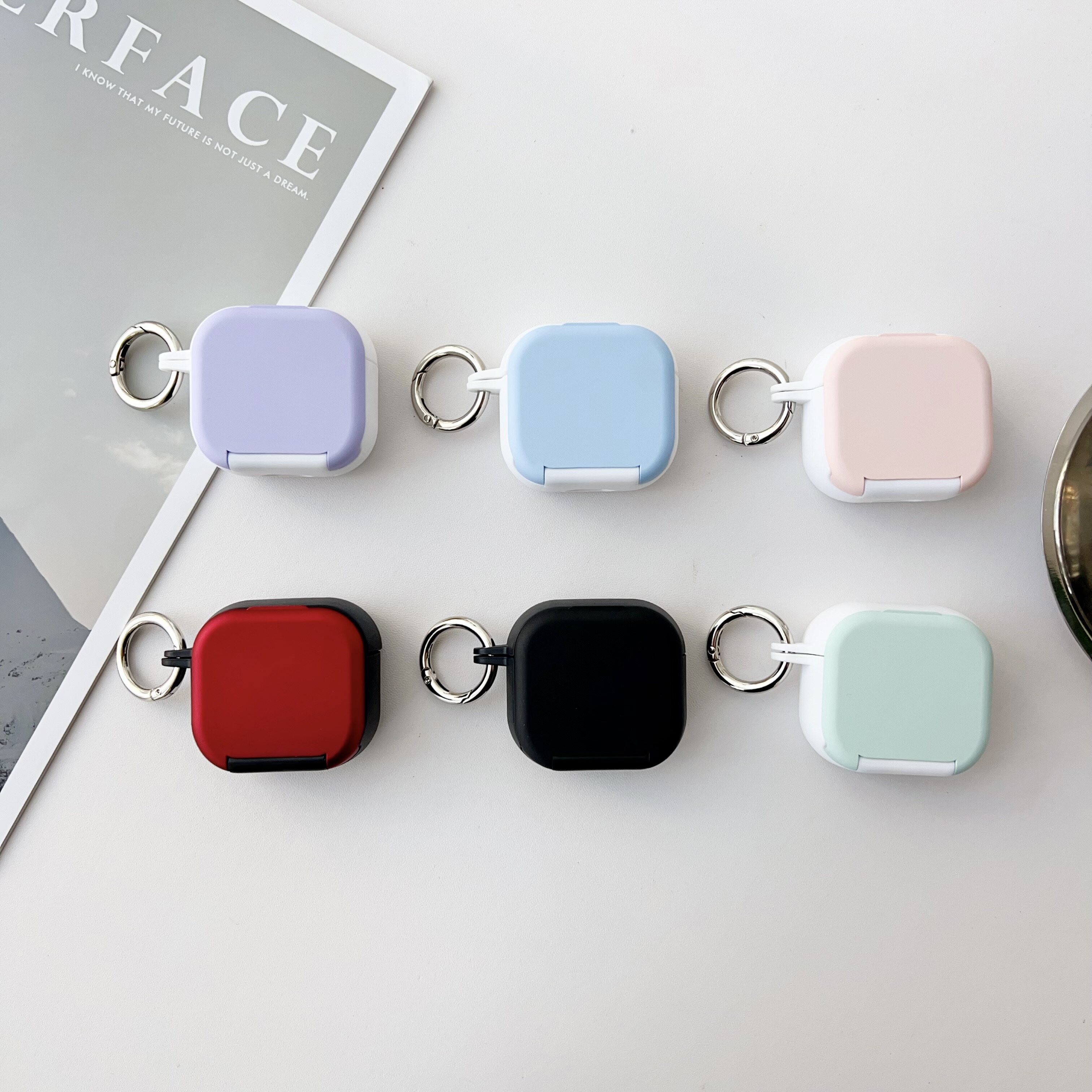 创意镜面支架苹果AirPods4耳机壳新款AirPods pro无线蓝牙耳机保护套二三四代耳机盒个性马卡龙pods pro2适用图片