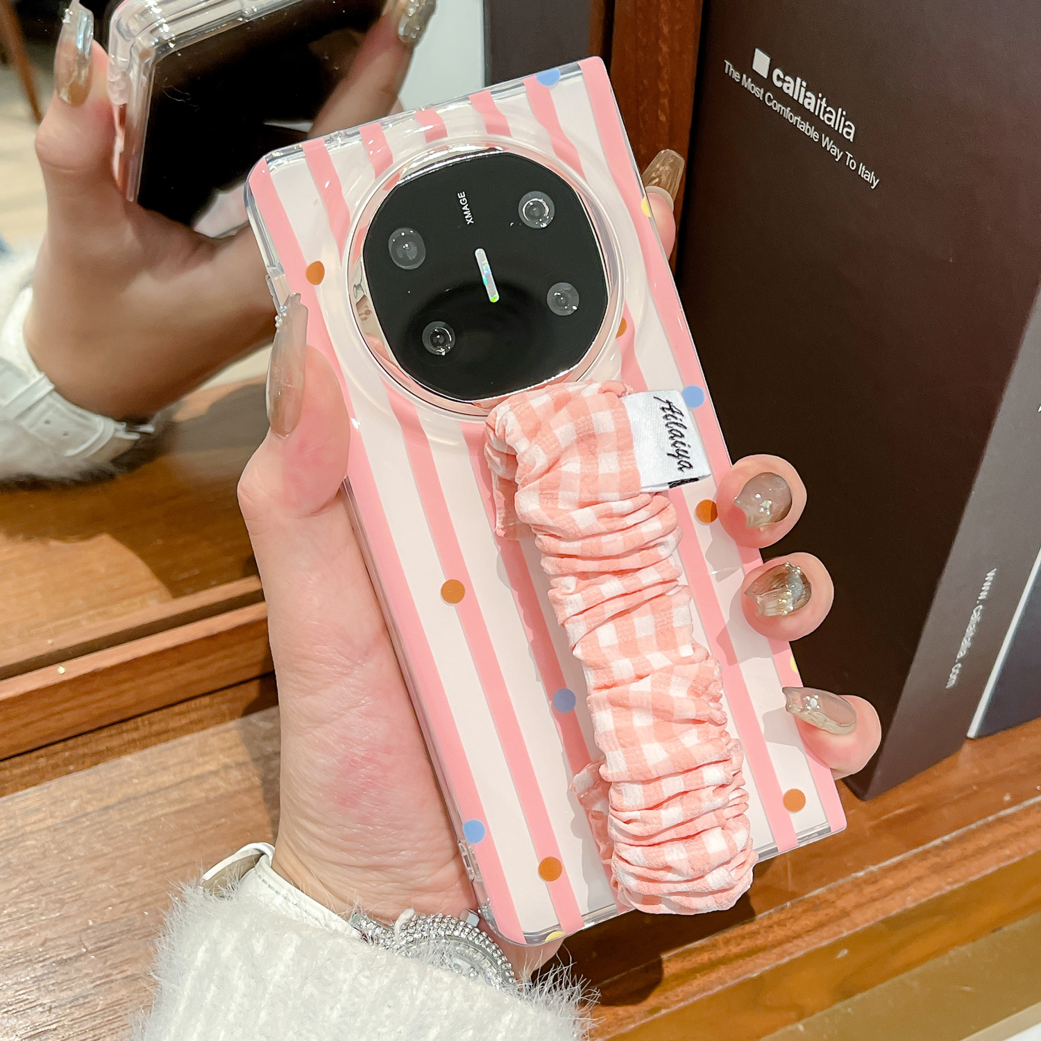 复古条纹波点华为matex6手机壳
