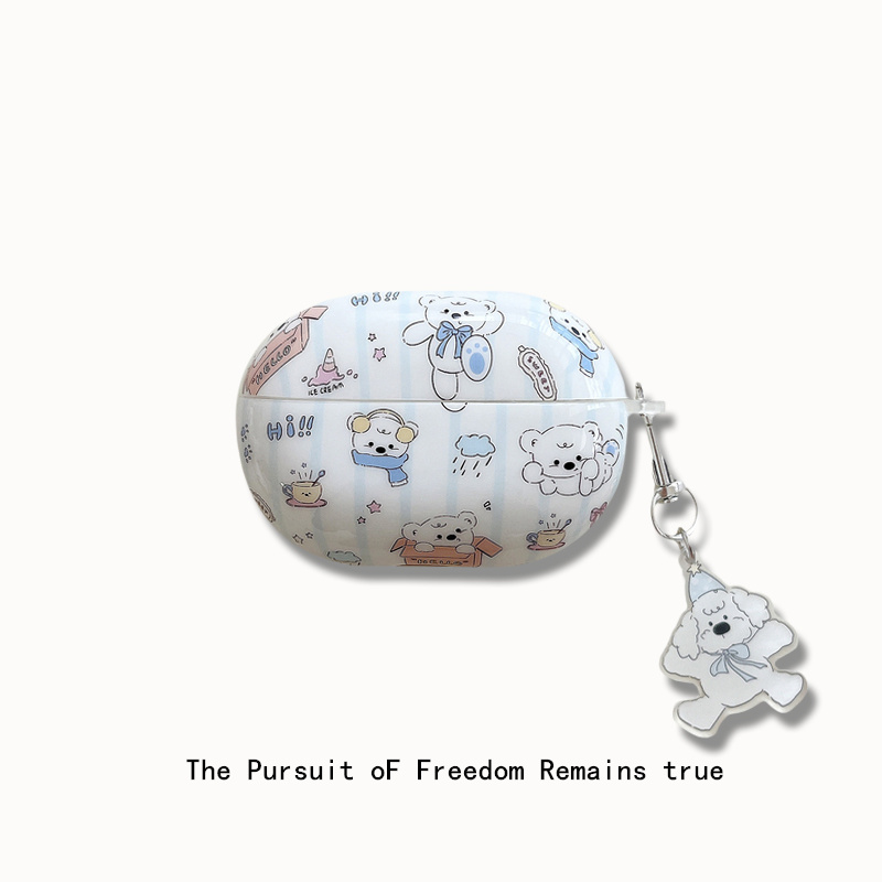 华为freebuds pro3蓝牙耳机壳华为free cflip耳夹保护套buds4/4e全包软壳imd外壳可爱线条熊5i充电仓盒se适用