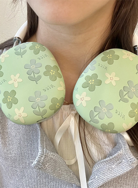 nice绿色花苹果air pods max耳机罩appl苹果头戴式AirPods MAX蓝牙耳机壳硅胶水贴软盒max女全包肤感max适用