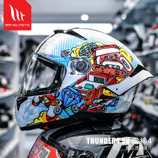 西班牙MT头盔摩托车全盔雷神4双镜片男女机车赛车摩旅四季大尾翼