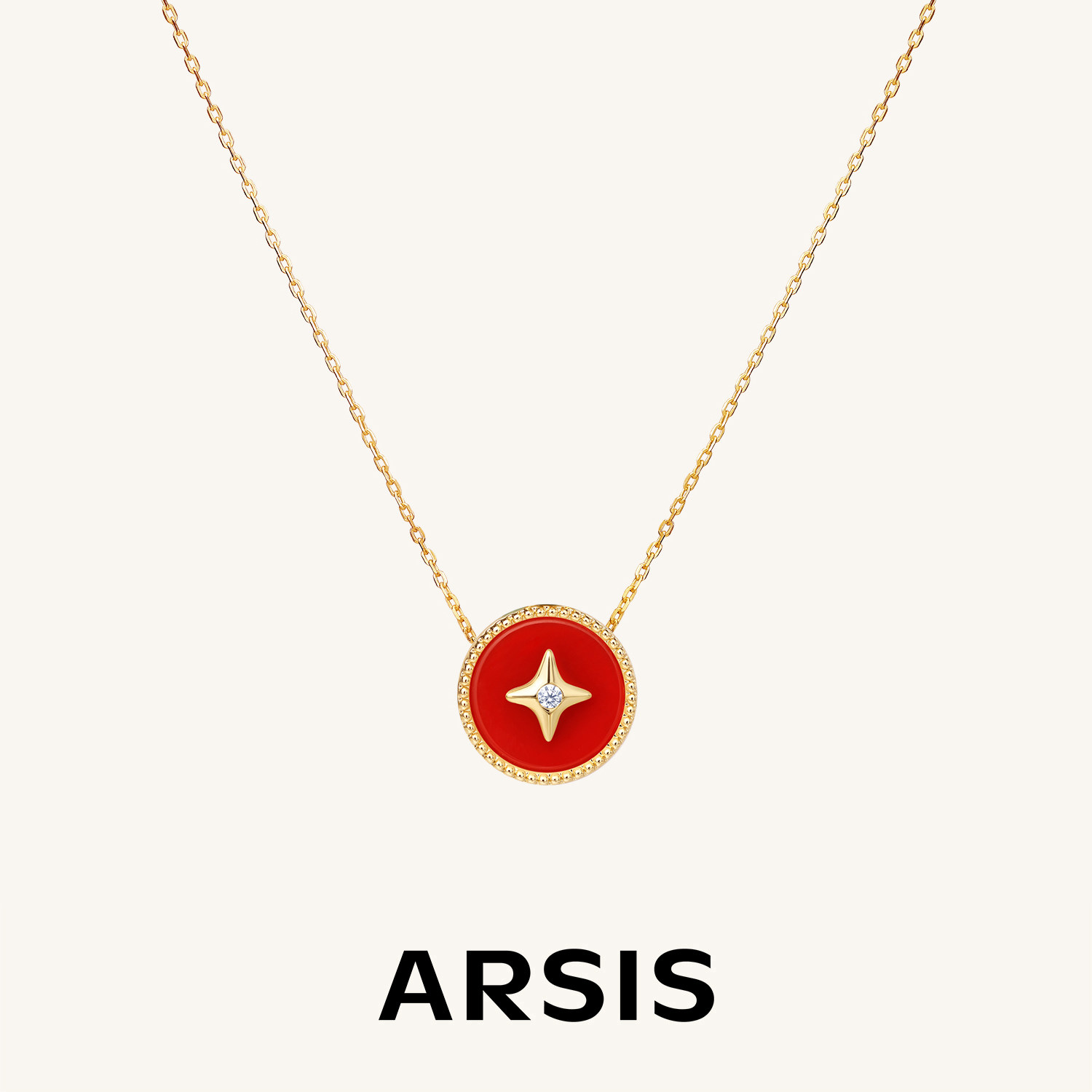 ARSIS红玛瑙幸运星本命年项链