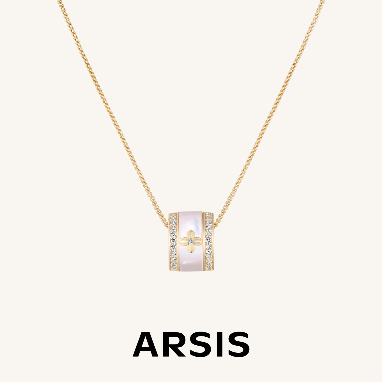 【新款】ARSIS纯真年代贝光四叶草项链锁骨链路路通吊坠原创设计