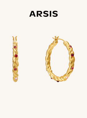 【明星同款】ARSIS纯真年代油画蔷薇耳圈女复古小众耳环新款耳饰