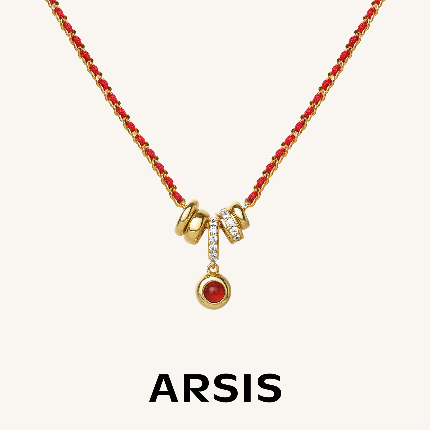 ARSIS红色本命年平安豆毛衣链