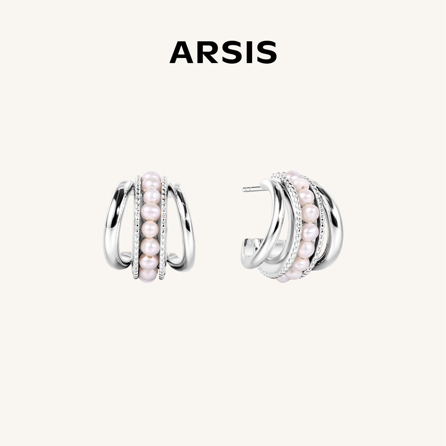 【新款】ARSIS流光珠光月影多圈耳环耳钉珍珠耳饰女轻奢高级感