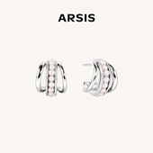 ARSIS流光珠光月影多圈耳环耳钉珍珠耳饰女轻奢高级感 新款