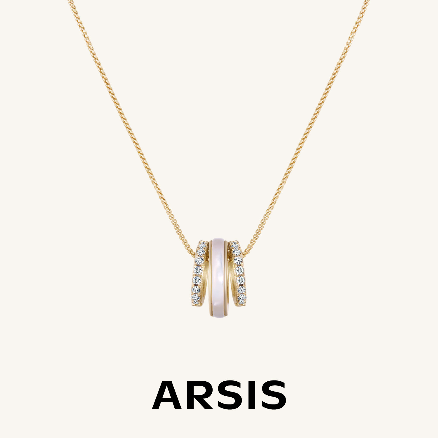 【新款】ARSIS纯真年代贝光三环项链锁骨链贝母路路通吊坠高级
