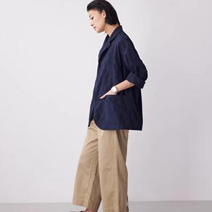 卡其色直筒休闲阔腿裤女2026春季新款小个子宽松高腰显瘦九分裤