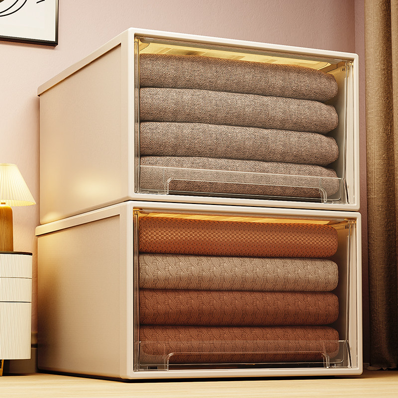 可叠加抽屉式收纳柜塑料透明衣物整理柜大容量简约衣物整理箱,收纳整理,收纳柜,淘宝优惠券,粉丝福利购,淘宝优惠卷