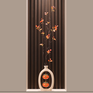 入户屏风好事成双石来运转花瓶摆件客厅电视柜旁细高插花艺装饰品