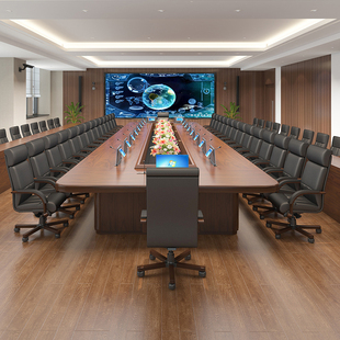 大型智能无纸化会议桌长桌多功能隐藏升降显示屏培训办公长条形桌