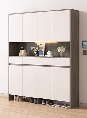 实木入户高柜多层超大鞋柜大容量门口储物一体室内可定制做包安装
